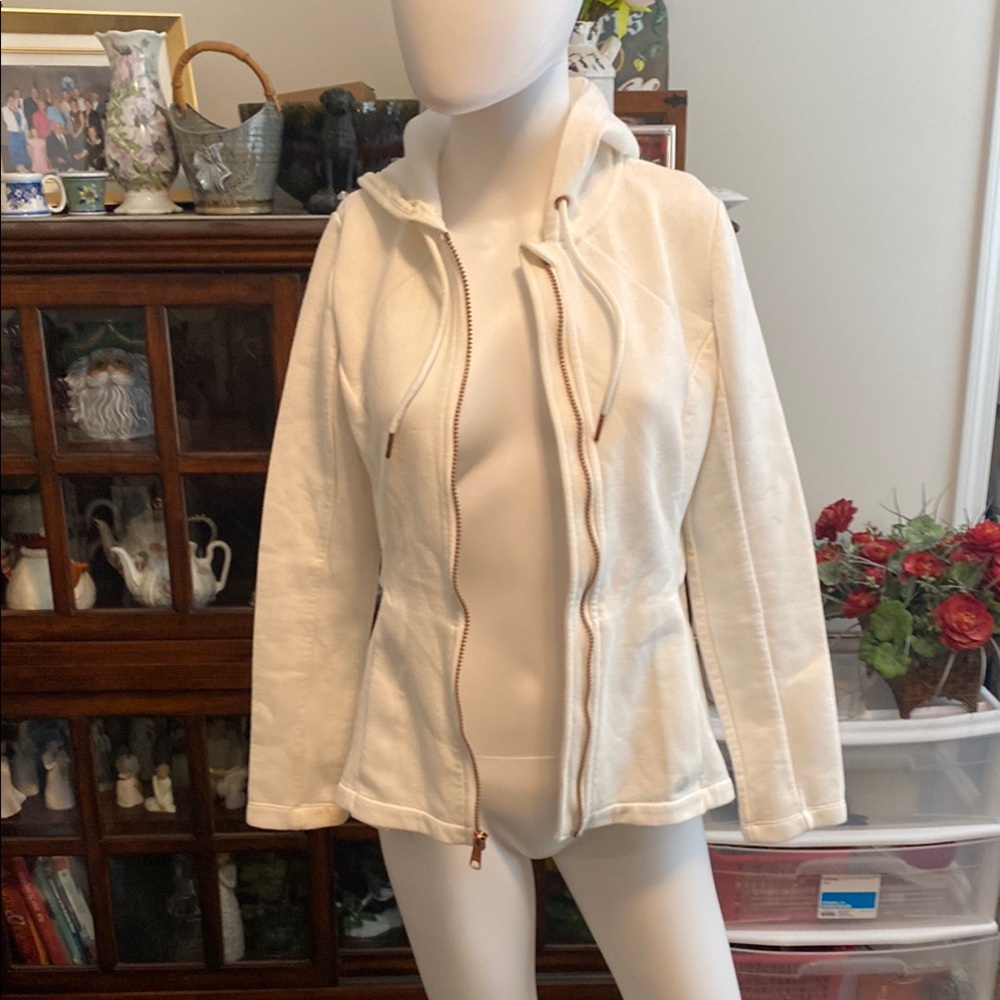 MPG White Utility Jacket with Hood and Zipper